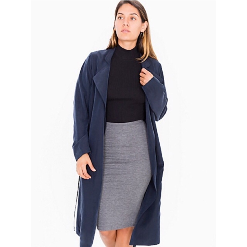 Women’s American Apparel Navy Blue Suede-Like Trench Coat Size XS / Small